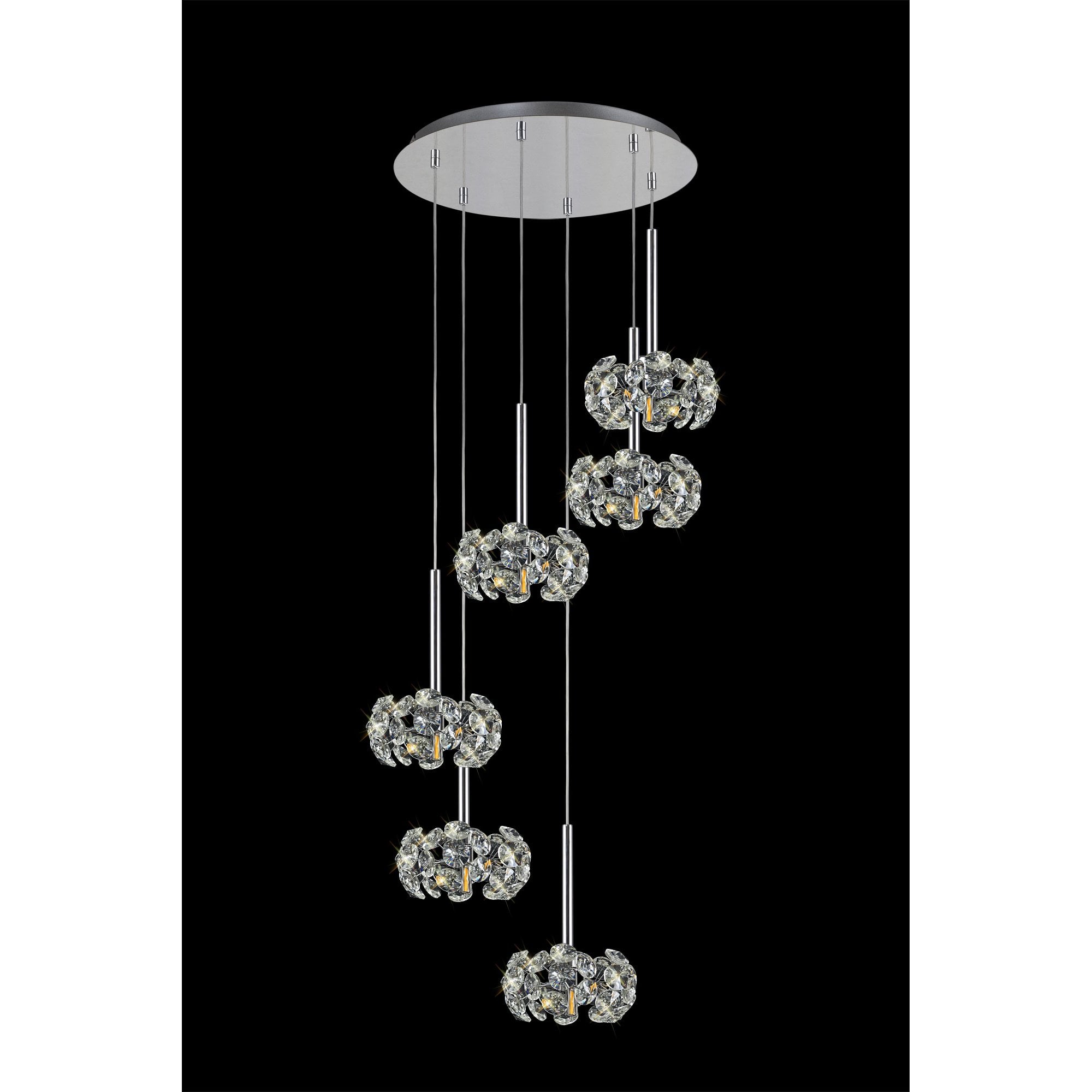 NLK04959 Paris 6 Light Round Pendant Polished Chrome Crystal