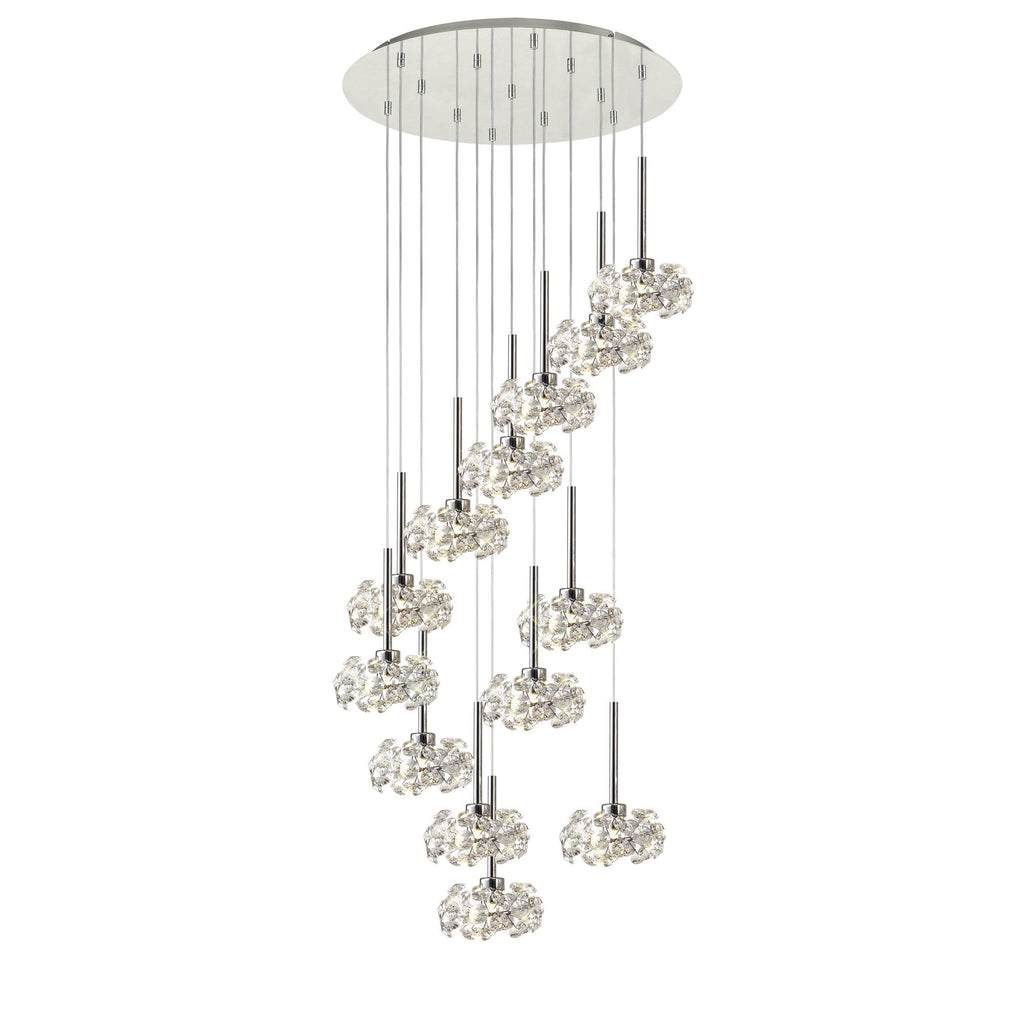 NLK04969 Paris 13 Light Round Pendant Polished Chrome Crystal