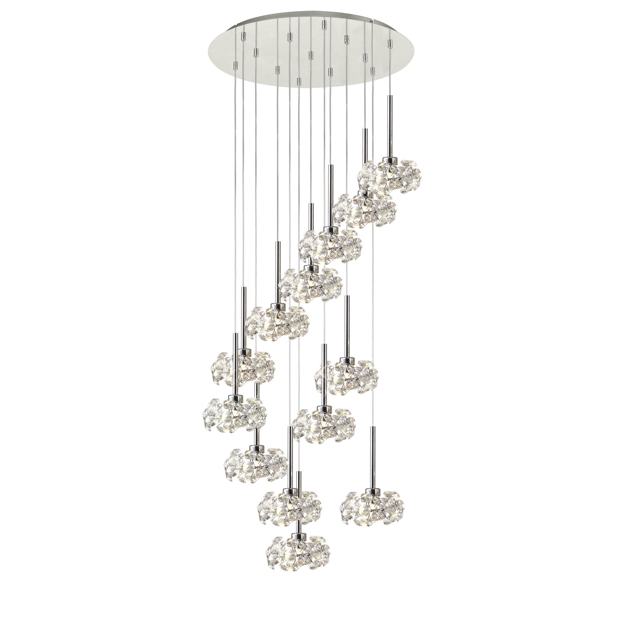 NLK04969 Paris 13 Light Round Pendant Polished Chrome Crystal