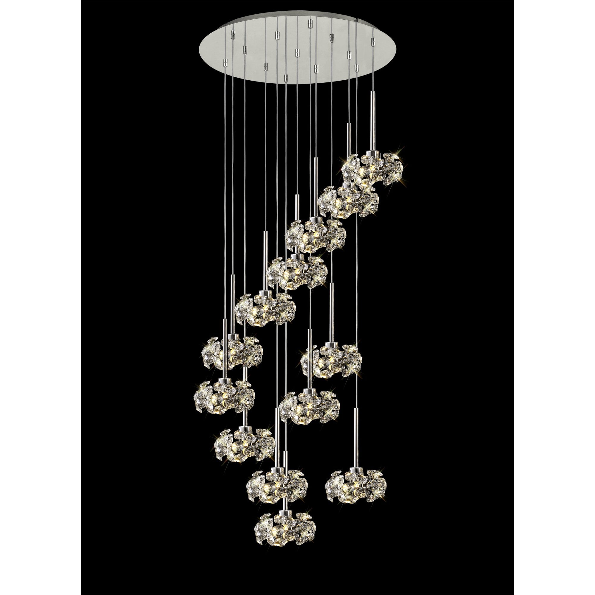 NLK04969 Paris 13 Light Round Pendant Polished Chrome Crystal