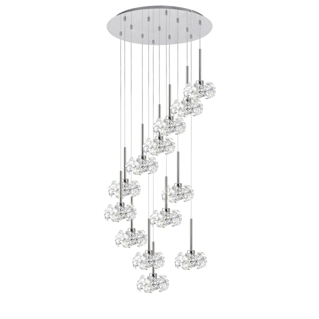 NLK04969 Paris 13 Light Round Pendant Polished Chrome Crystal