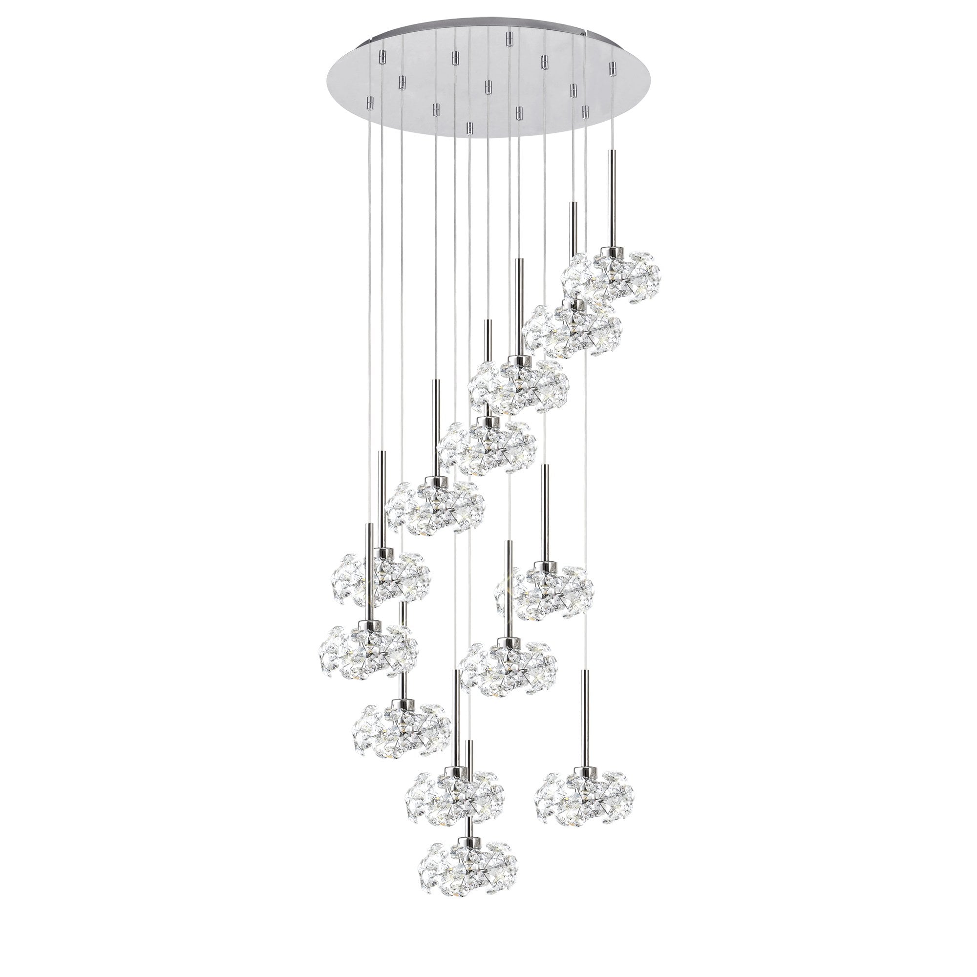 NLK04969 Paris 13 Light Round Pendant Polished Chrome Crystal