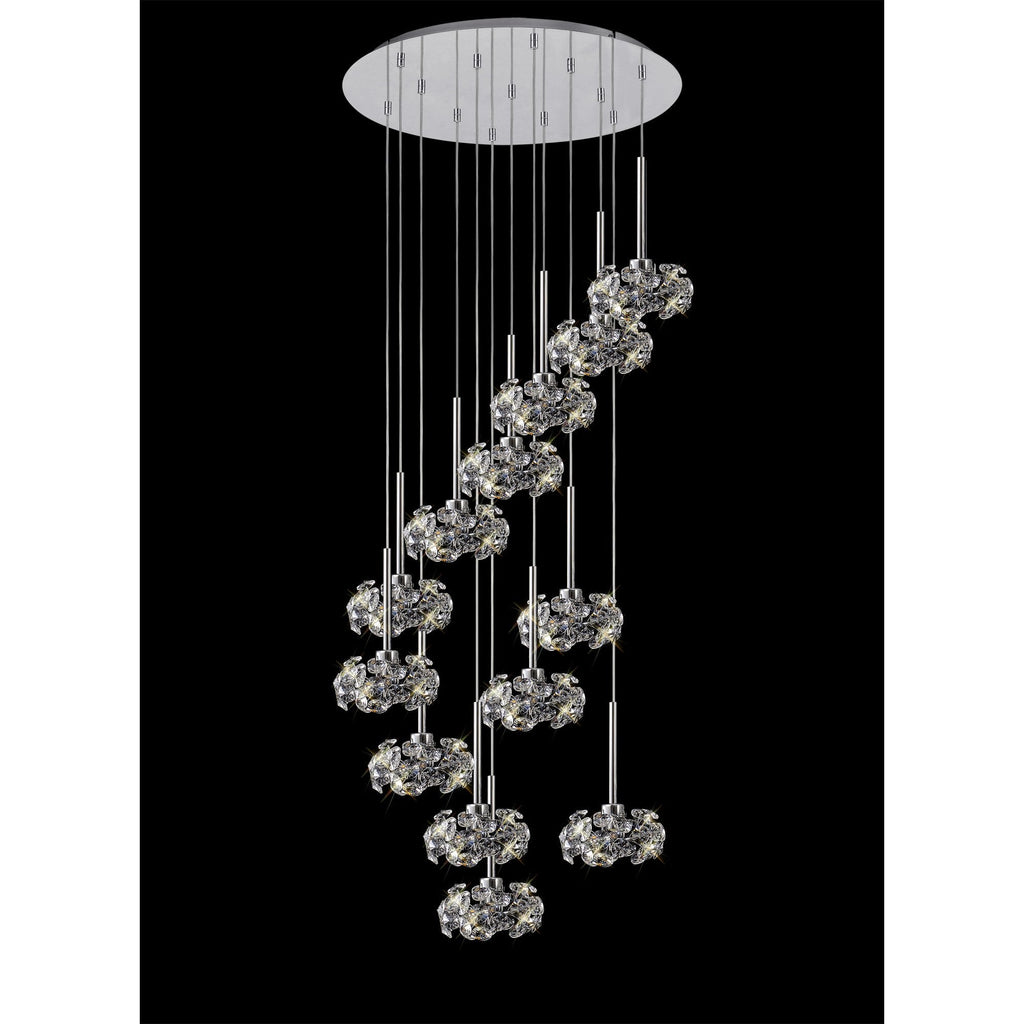 NLK04969 Paris 13 Light Round Pendant Polished Chrome Crystal