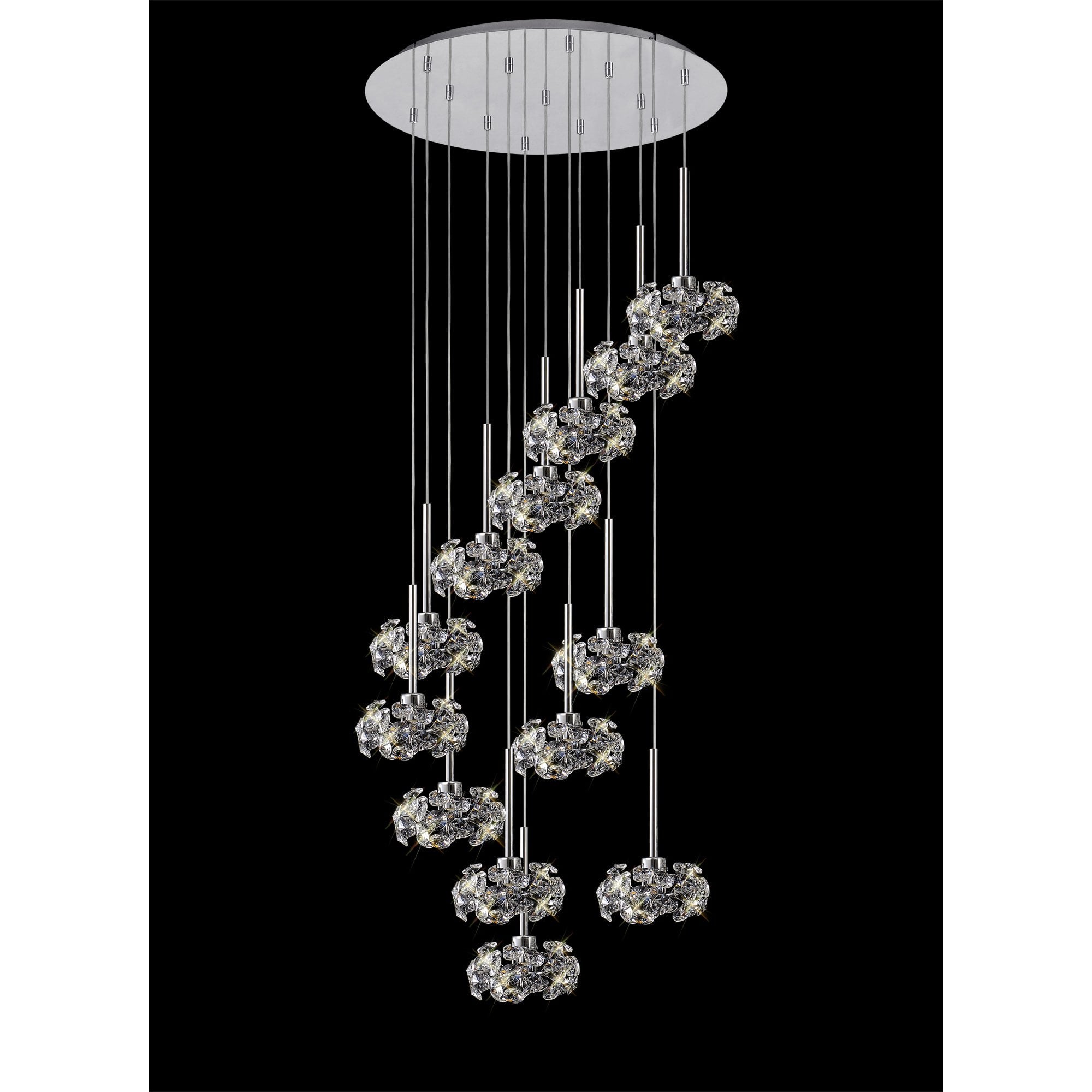 NLK04969 Paris 13 Light Round Pendant Polished Chrome Crystal