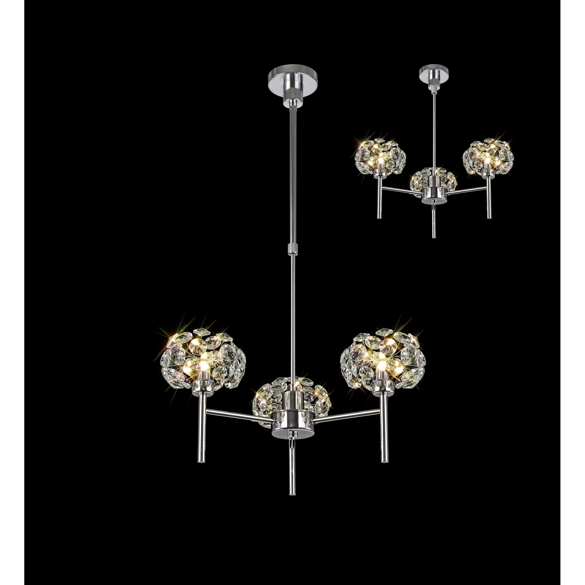 NLK04989 Paris  3 Light Pendant/Ceiling Light Polished Chrome Crystal