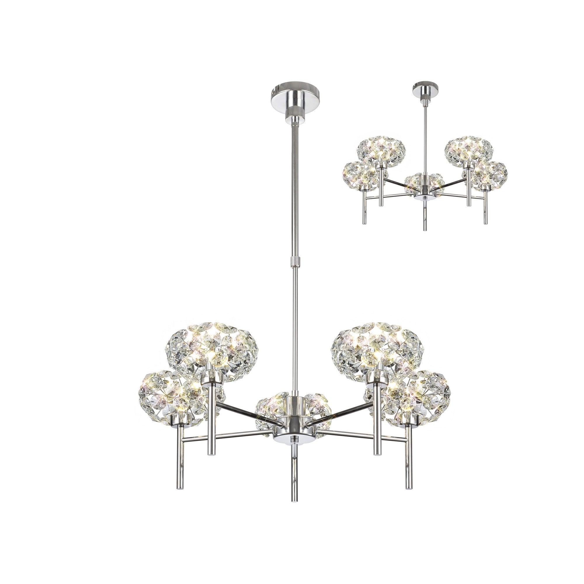 NLK04999 Paris 5 Light Pendant/Ceiling Light Polished Chrome Crystal
