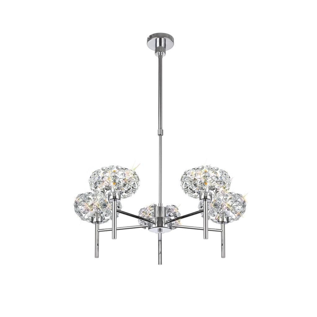 NLK04999 Paris 5 Light Pendant/Ceiling Light Polished Chrome Crystal