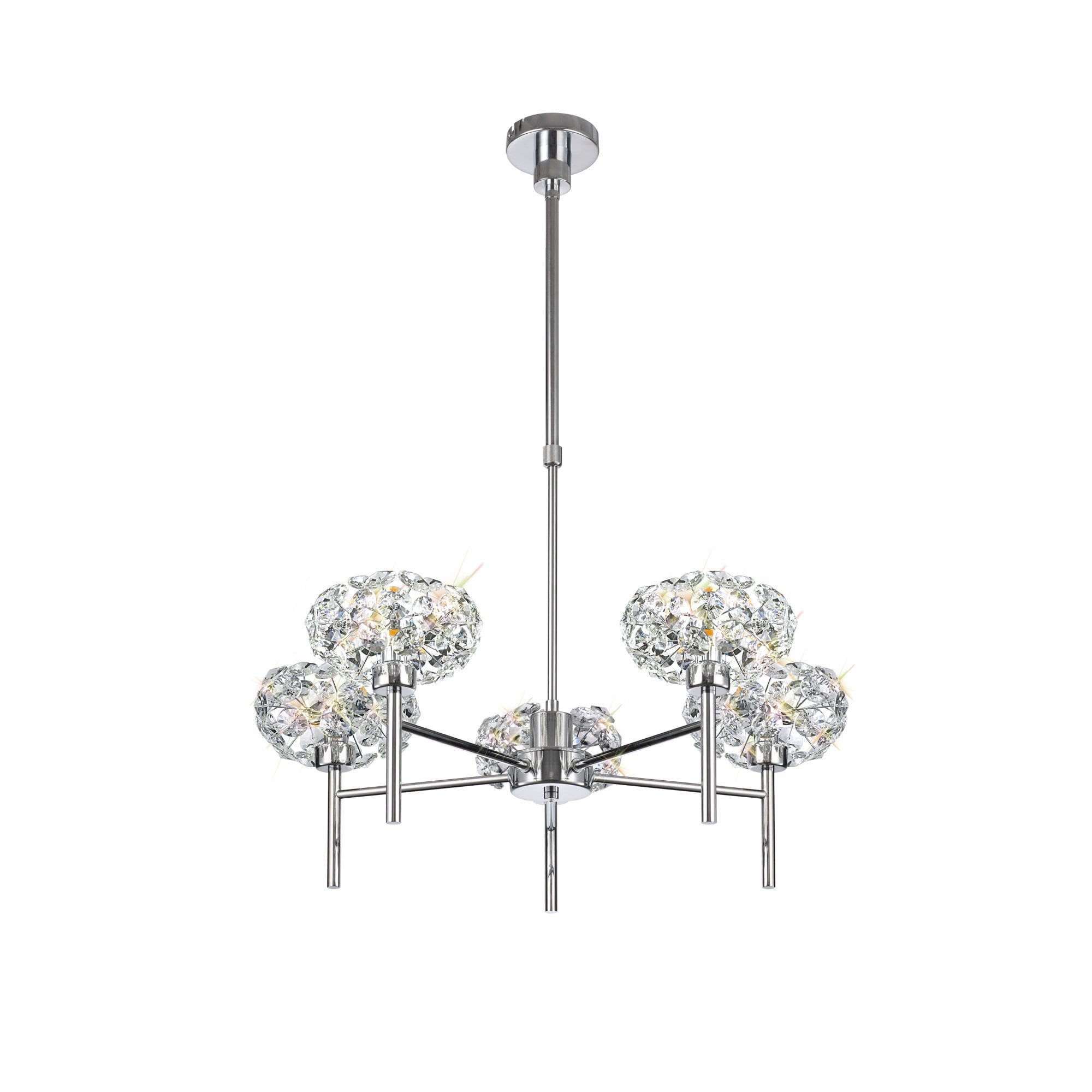 NLK04999 Paris 5 Light Pendant/Ceiling Light Polished Chrome Crystal