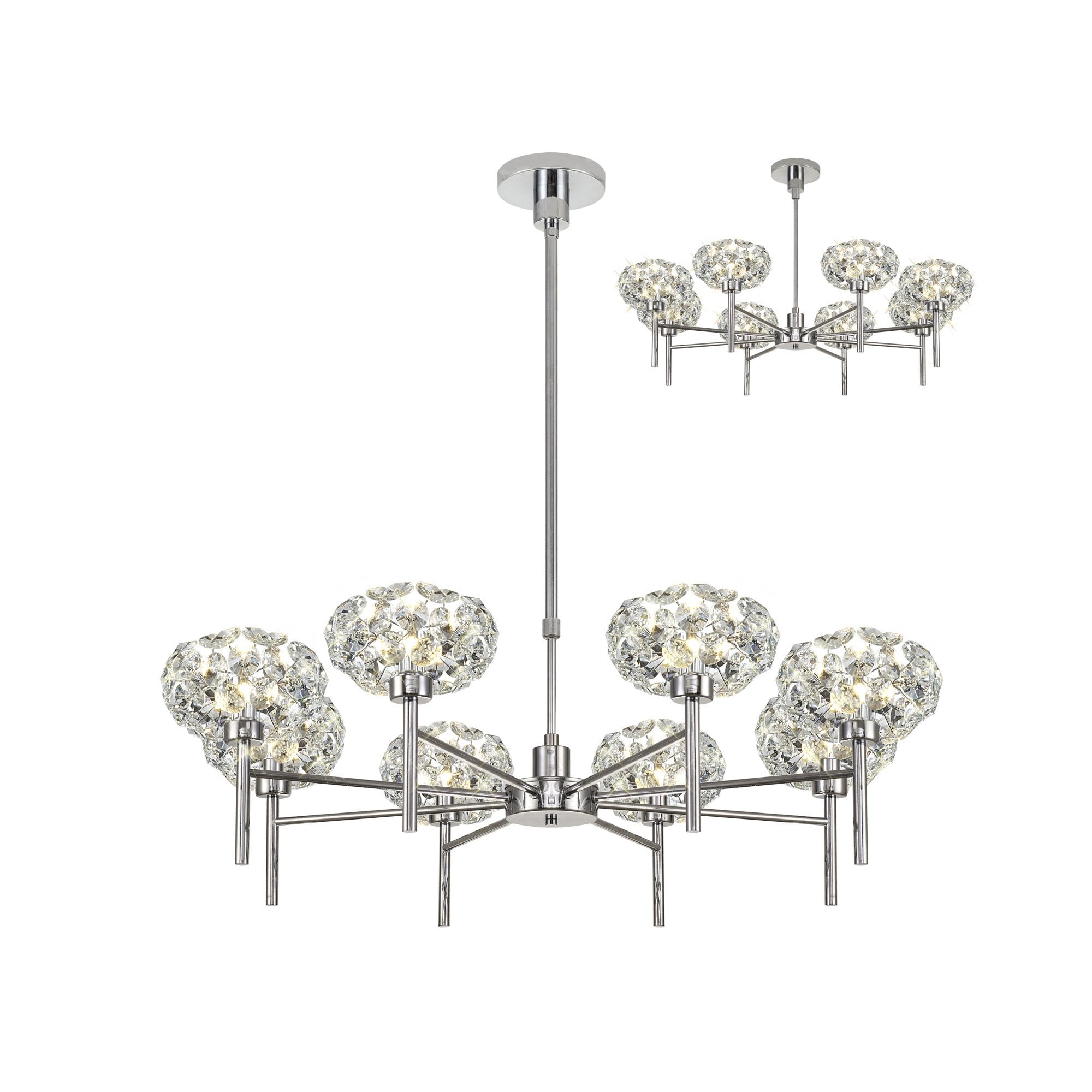 NLK05009 Paris 8 Light Pendant/Ceiling Light Polished Chrome Crystal