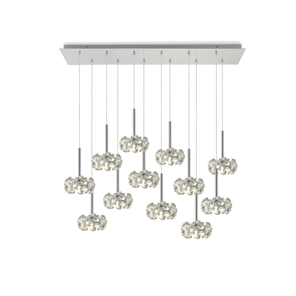 NLK05029 Paris 12 Light Linear Pendant Polished Chrome Crystal