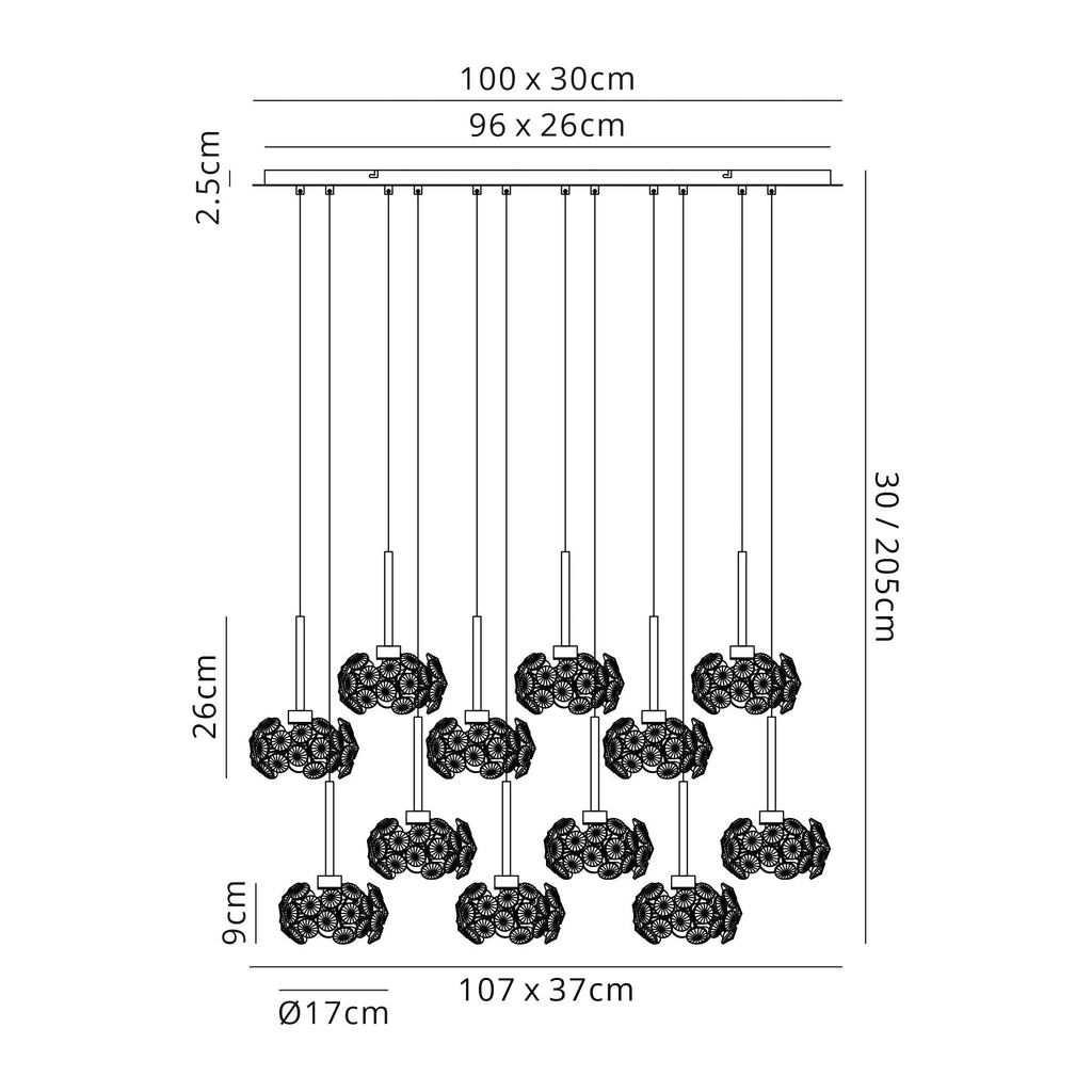 NLK05029 Paris 12 Light Linear Pendant Polished Chrome Crystal