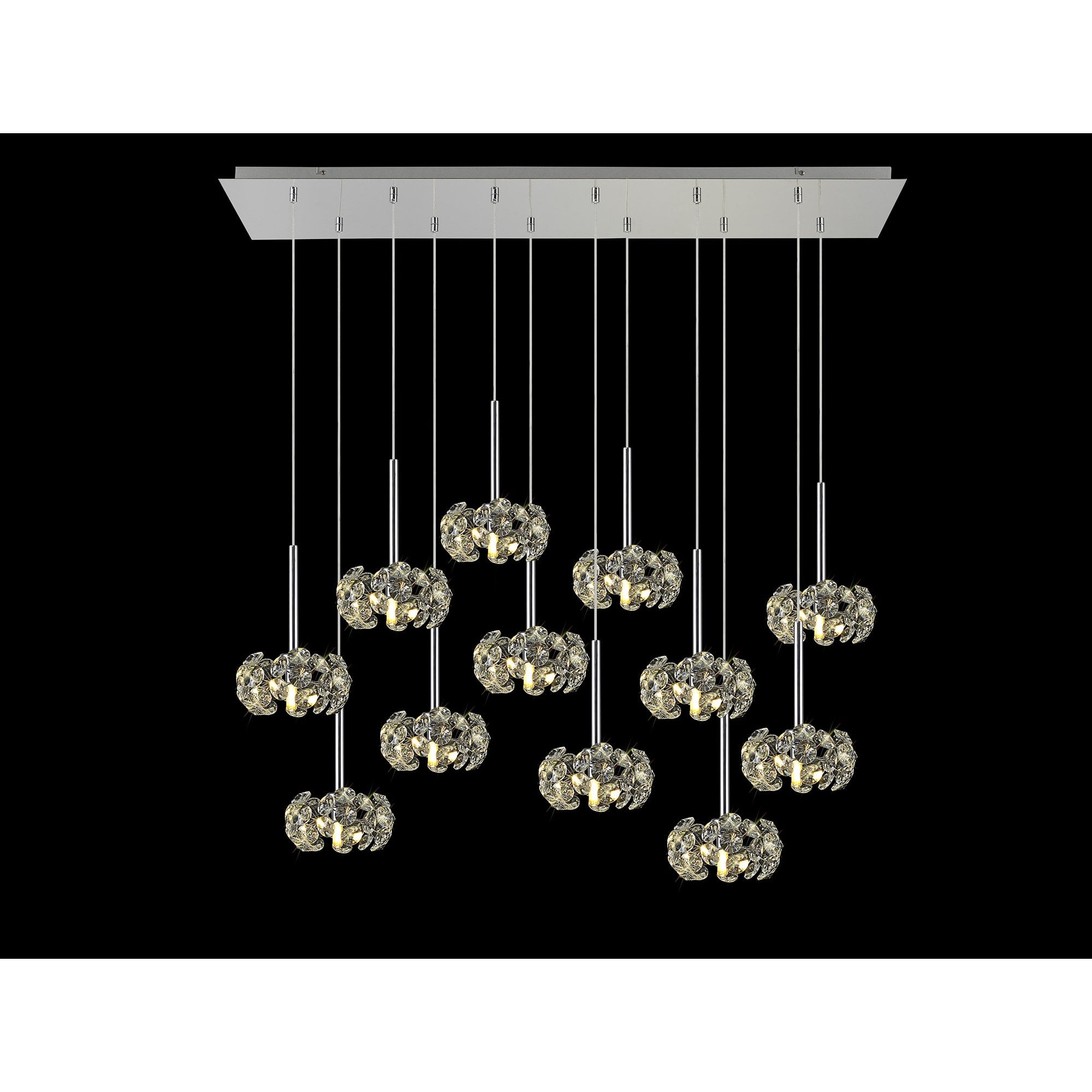 NLK05029 Paris 12 Light Linear Pendant Polished Chrome Crystal