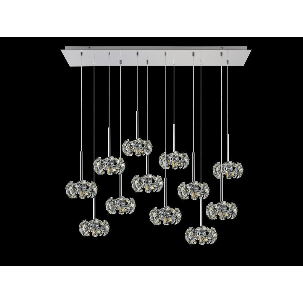 NLK05029 Paris 12 Light Linear Pendant Polished Chrome Crystal