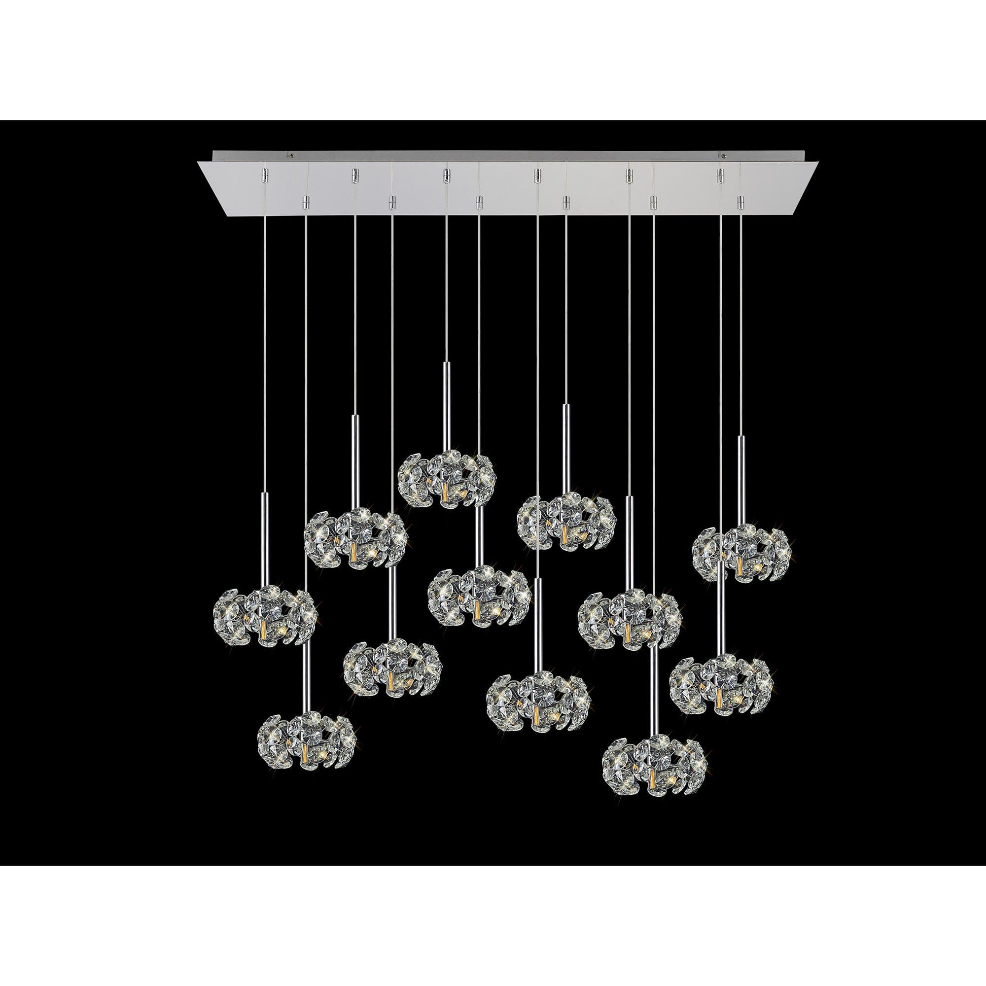 NLK05029 Paris 12 Light Linear Pendant Polished Chrome Crystal