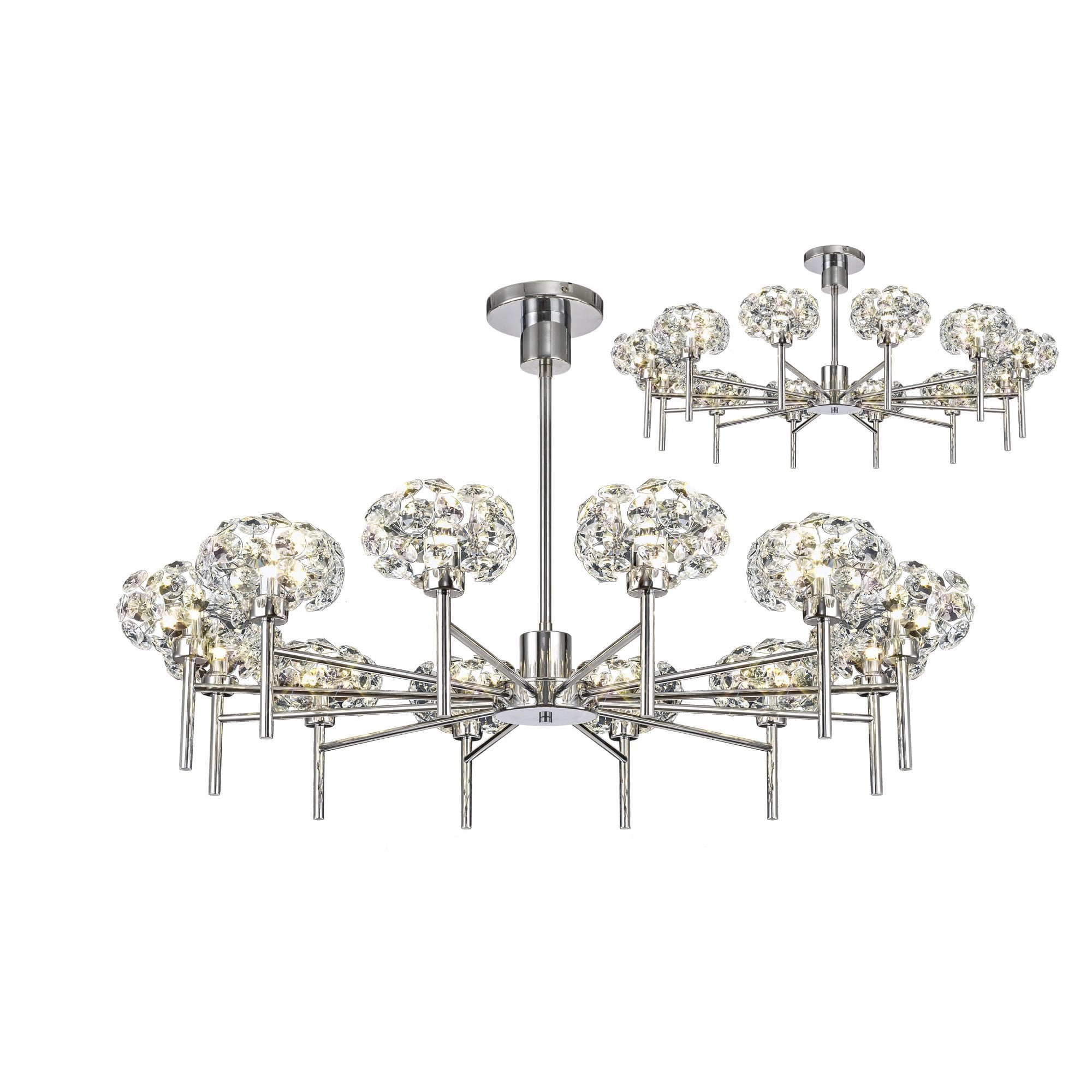 NLK05039 Paris 12 Light Pendant/Ceiling Light Polished Chrome Crystal