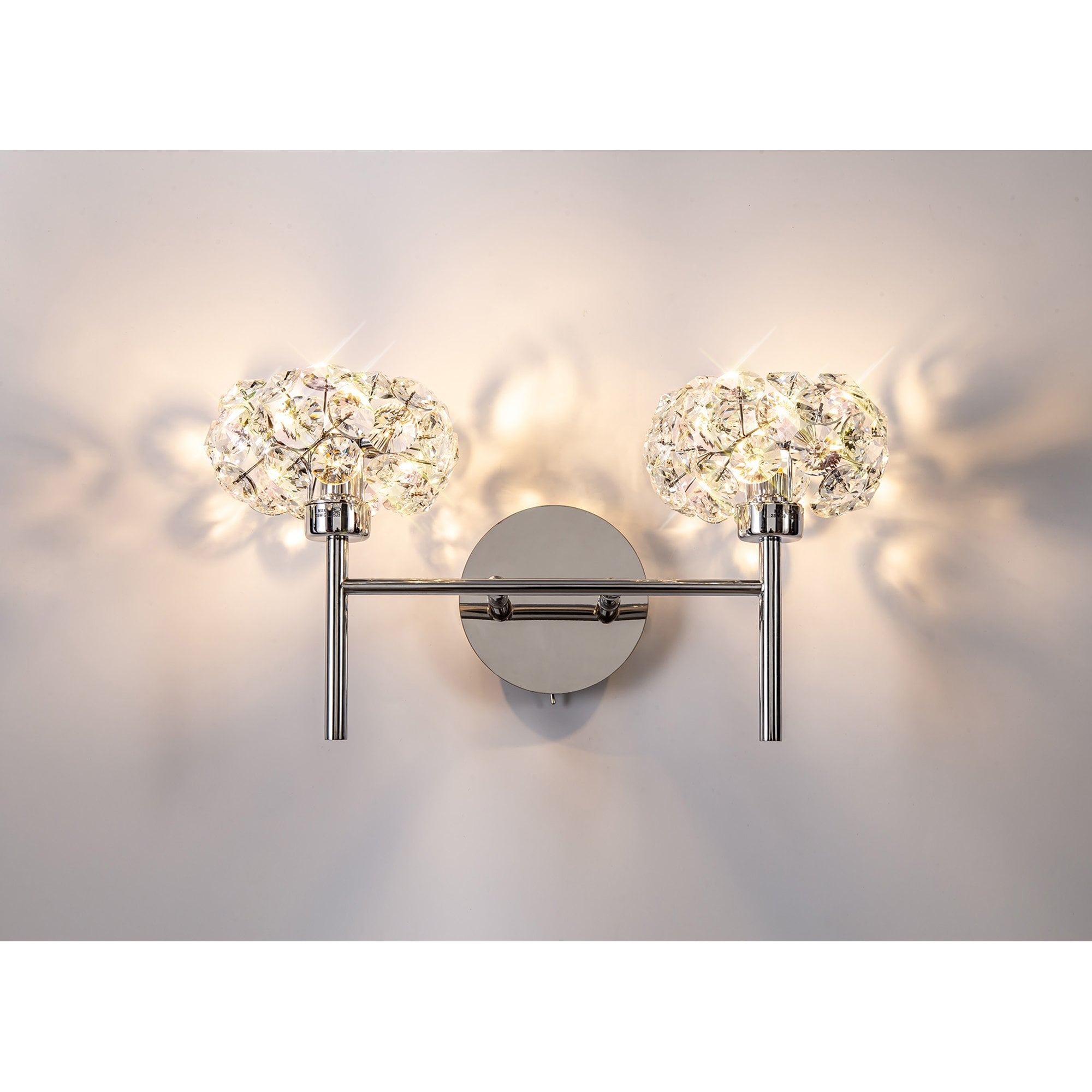 NLK05059 Paris 2 Light Wall Light Polished Chrome Crystal