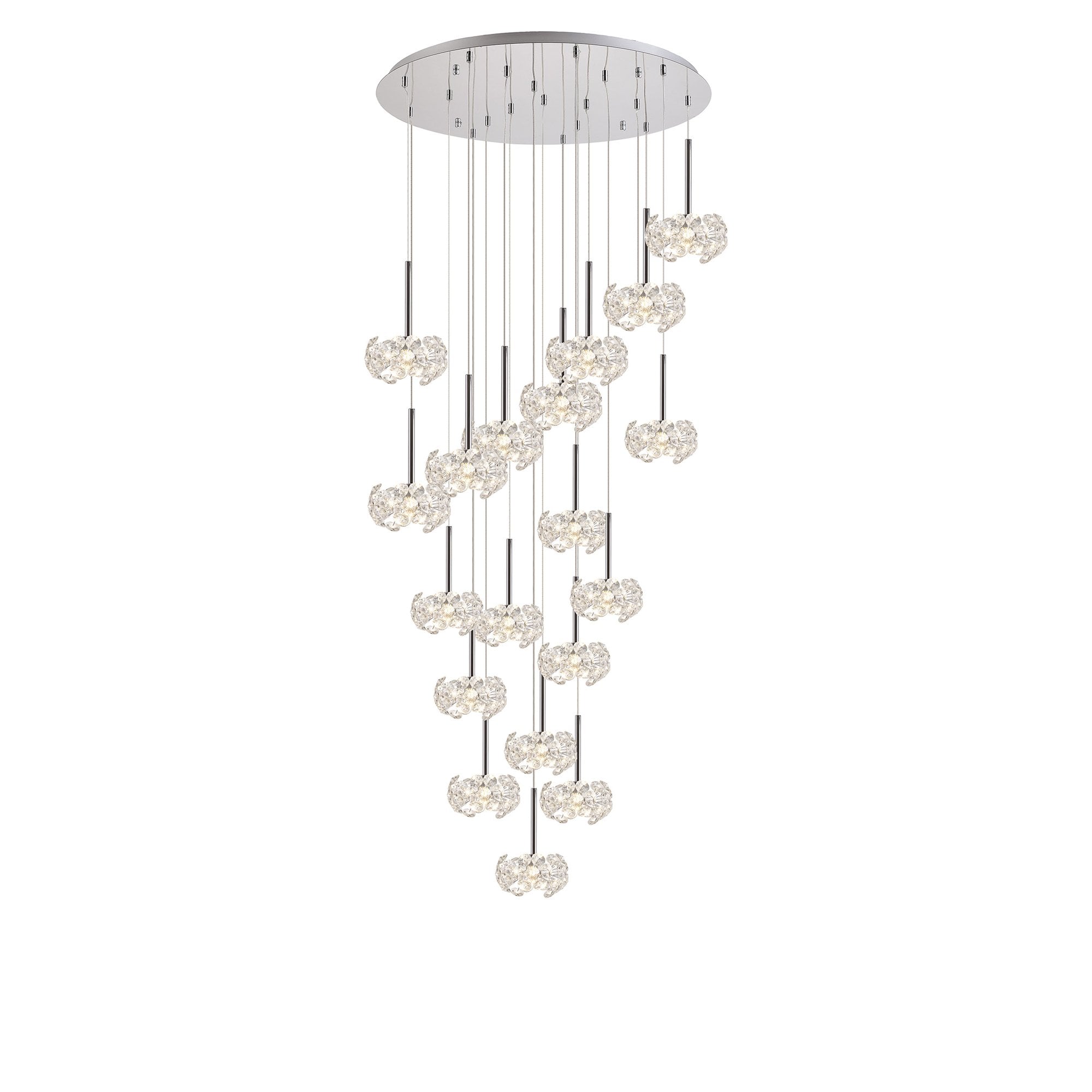 NLK05069 Paris 19 Light Round Pendant Polished Chrome Crystal