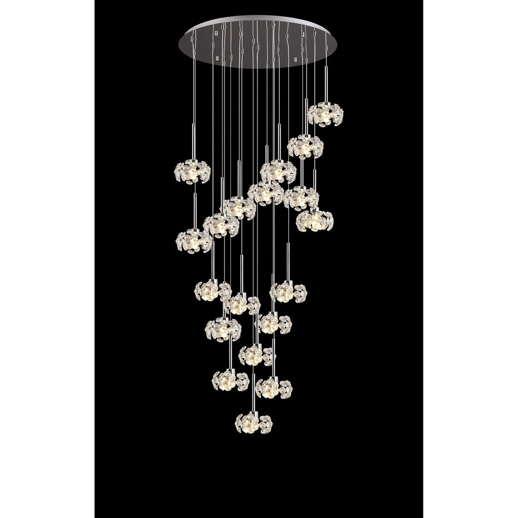 NLK05069 Paris 19 Light Round Pendant Polished Chrome Crystal