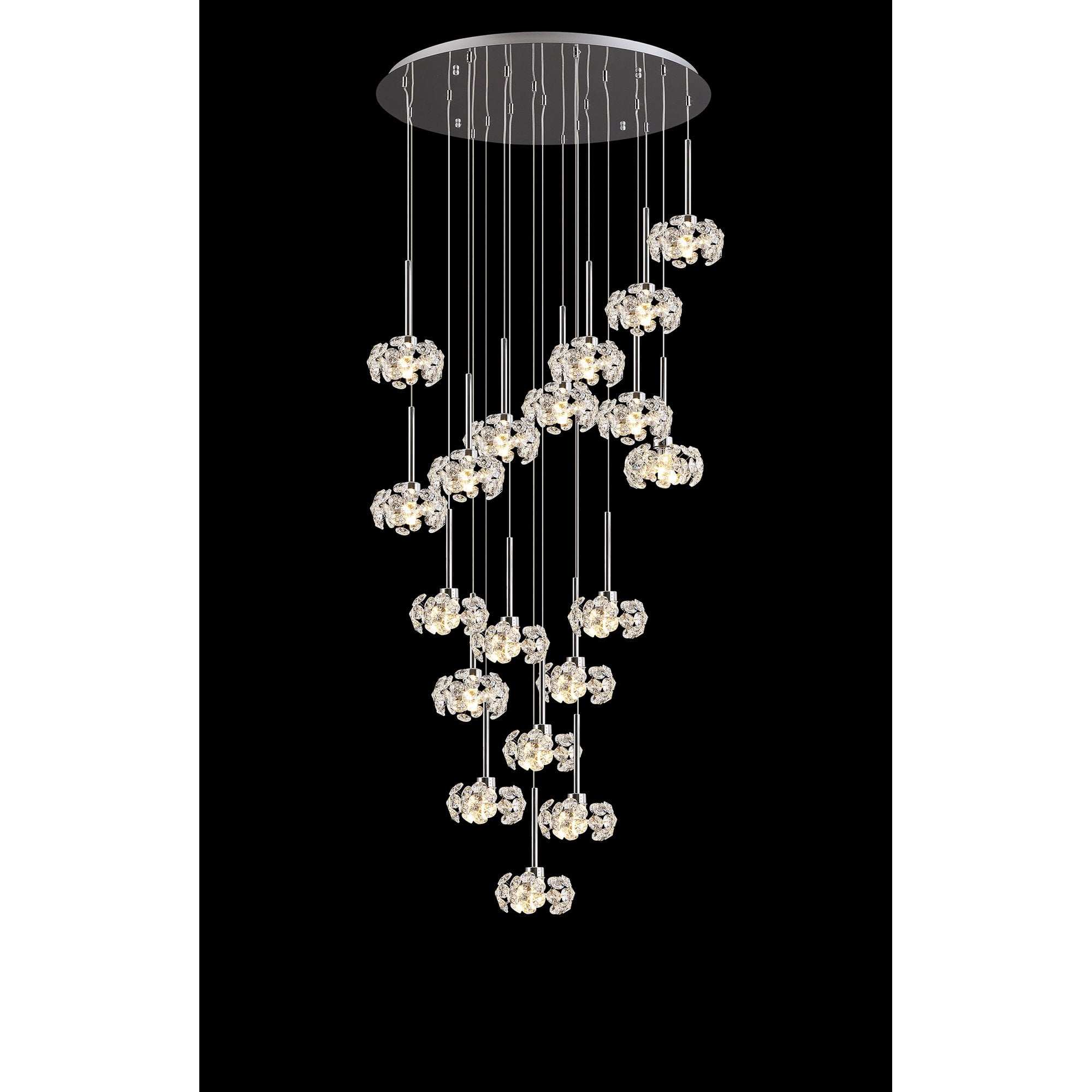 NLK05069 Paris 19 Light Round Pendant Polished Chrome Crystal