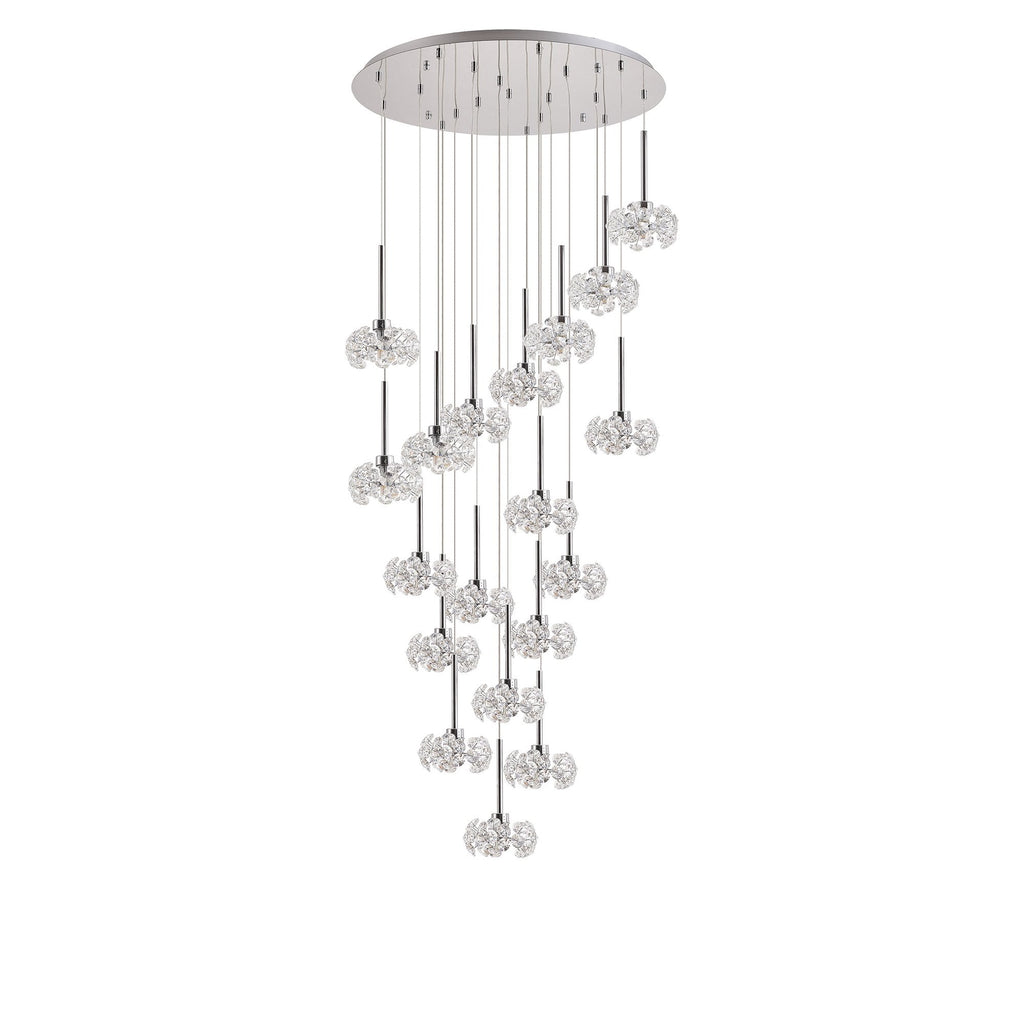 NLK05069 Paris 19 Light Round Pendant Polished Chrome Crystal