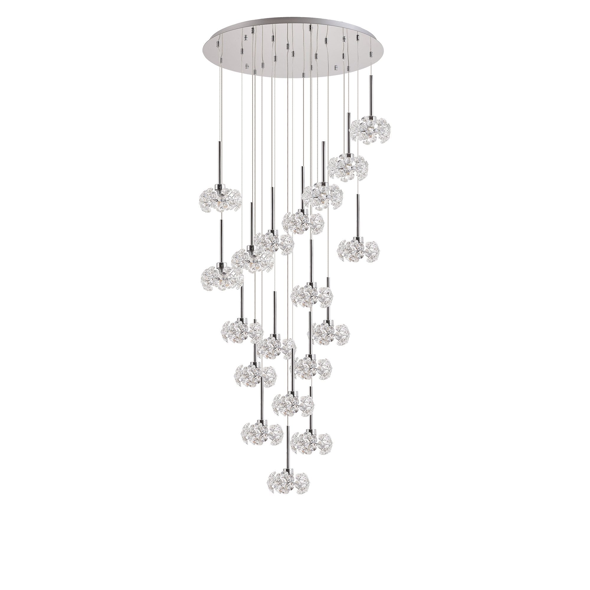 NLK05069 Paris 19 Light Round Pendant Polished Chrome Crystal