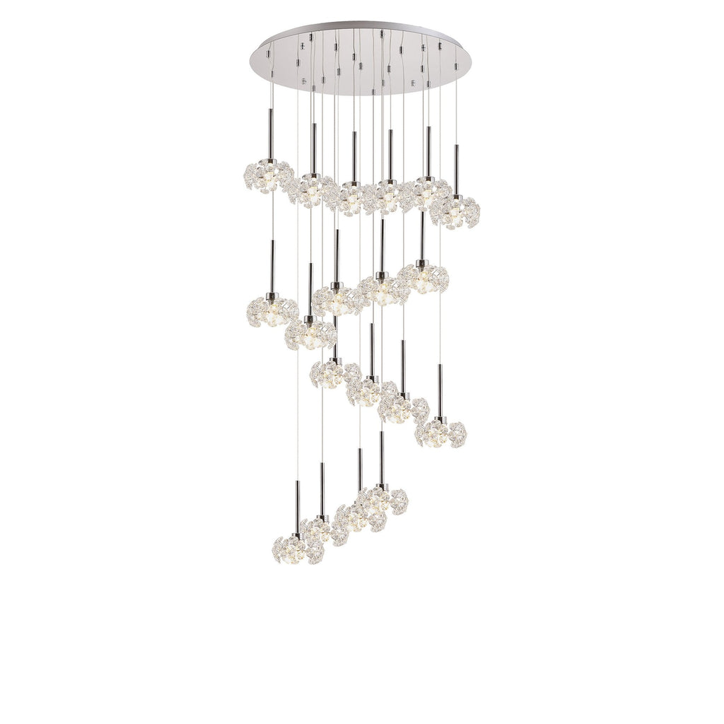 NLK05069 Paris 19 Light Round Pendant Polished Chrome Crystal