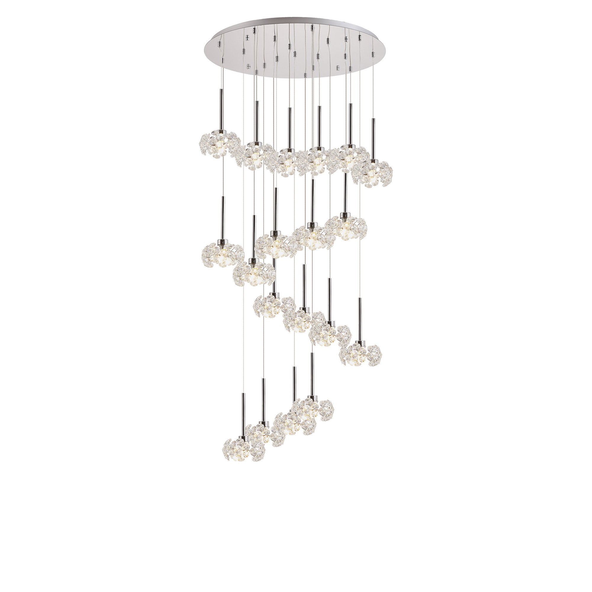 NLK05069 Paris 19 Light Round Pendant Polished Chrome Crystal