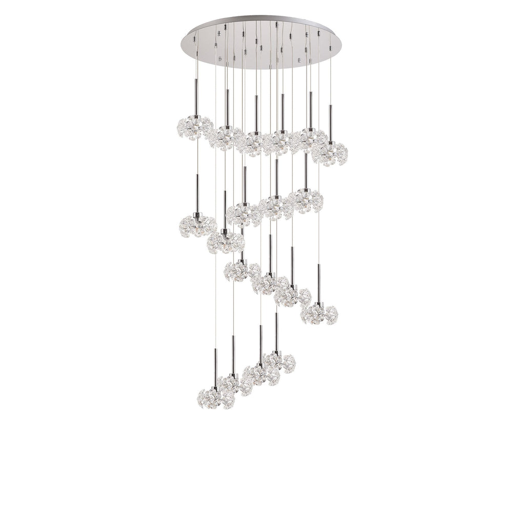 NLK05069 Paris 19 Light Round Pendant Polished Chrome Crystal