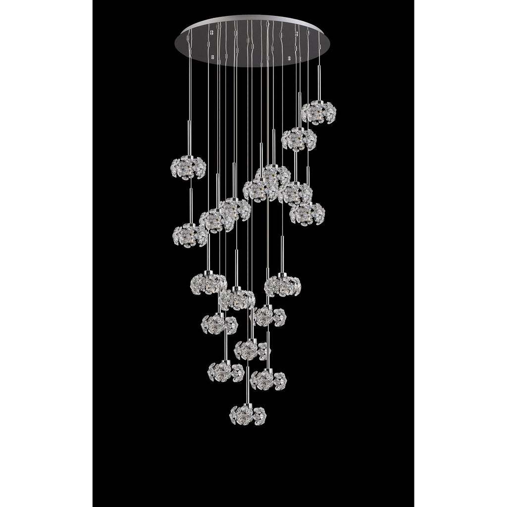 NLK05069 Paris 19 Light Round Pendant Polished Chrome Crystal