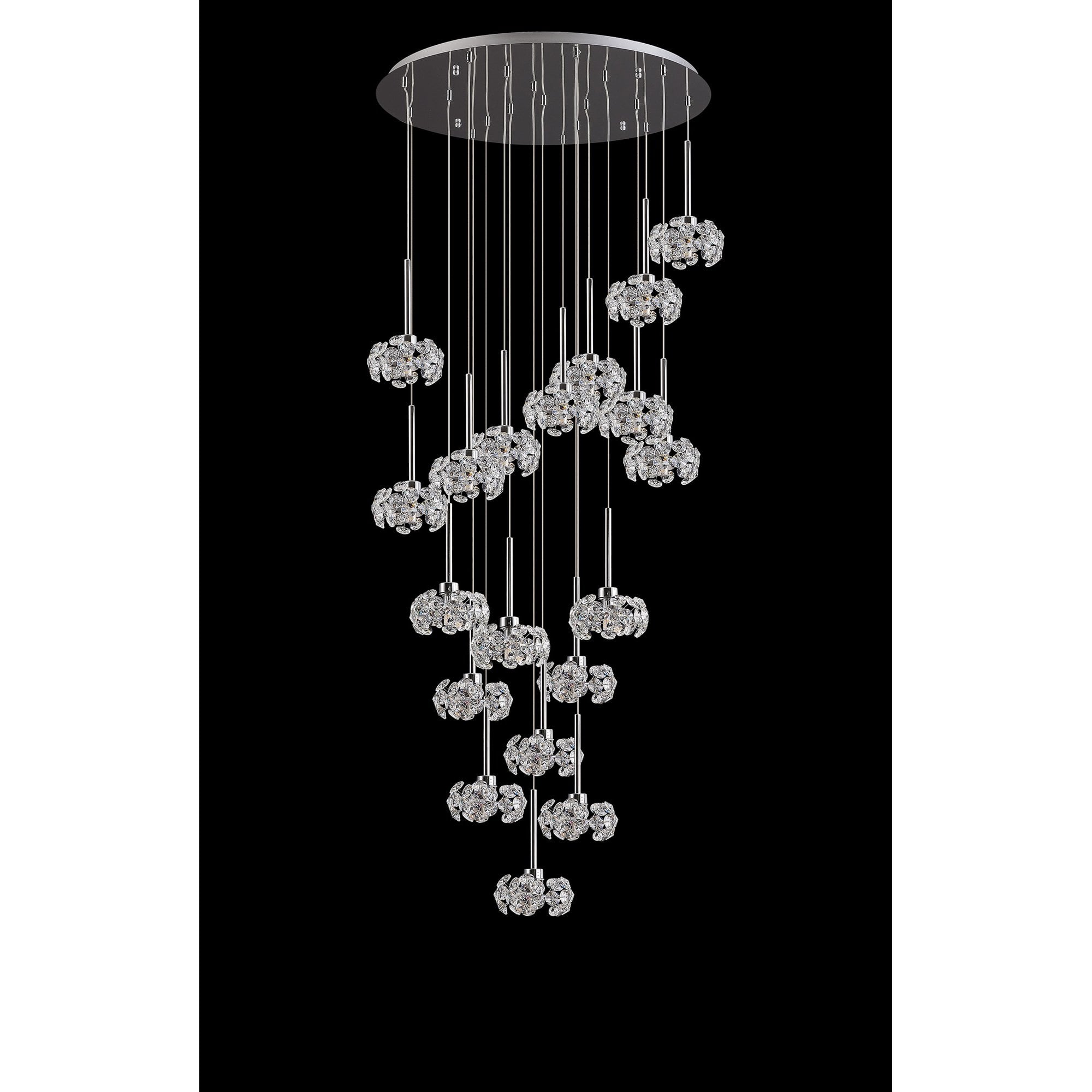 NLK05069 Paris 19 Light Round Pendant Polished Chrome Crystal