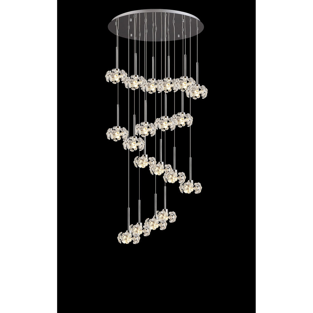 NLK05069 Paris 19 Light Round Pendant Polished Chrome Crystal