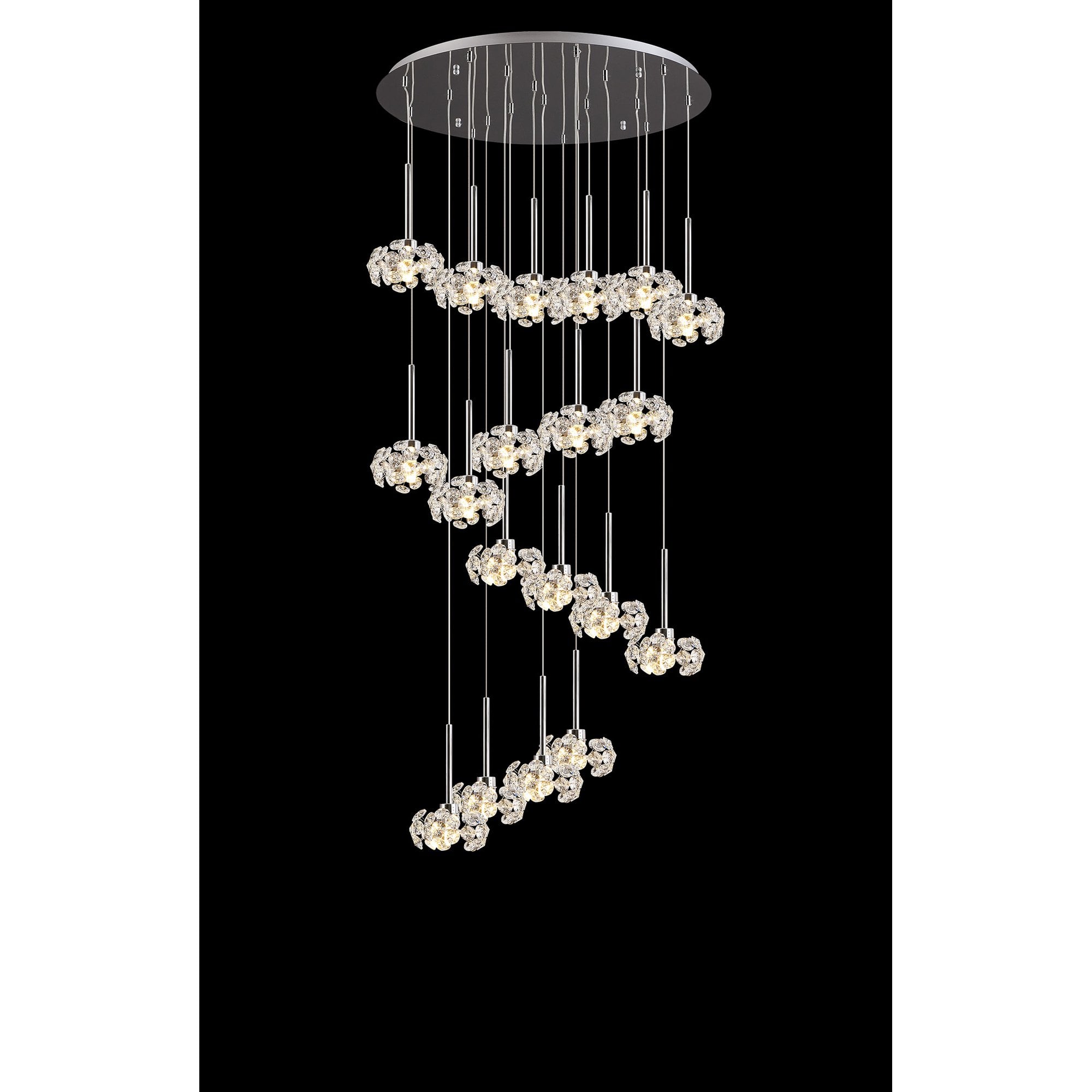 NLK05069 Paris 19 Light Round Pendant Polished Chrome Crystal