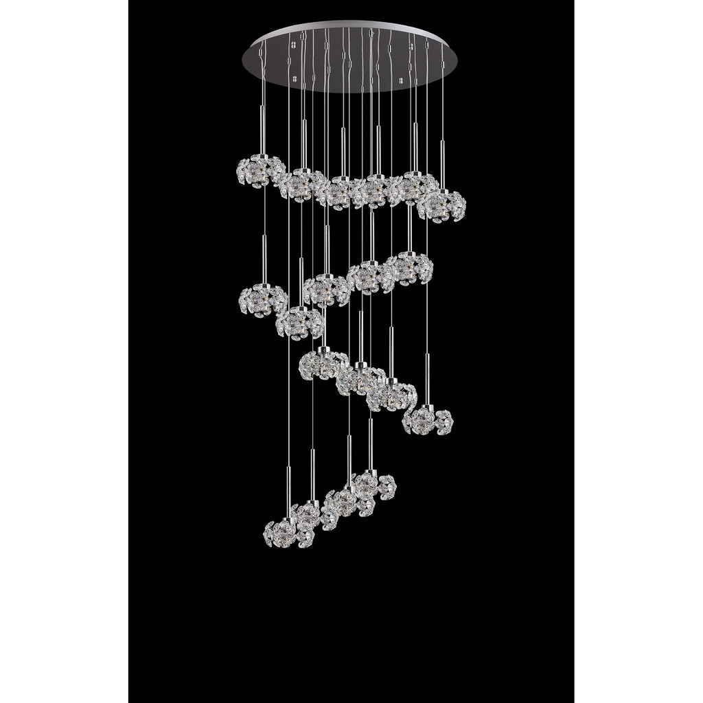 NLK05069 Paris 19 Light Round Pendant Polished Chrome Crystal