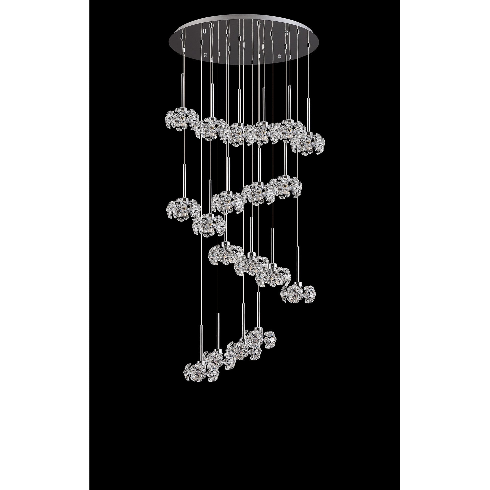 NLK05069 Paris 19 Light Round Pendant Polished Chrome Crystal