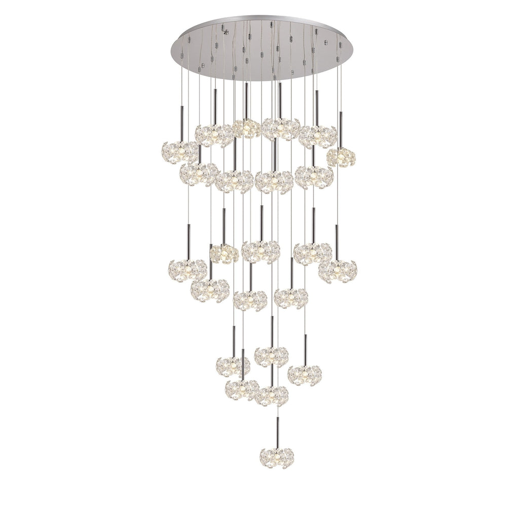 NLK05079 Paris 24 Light Round Pendant Polished Chrome Crystal