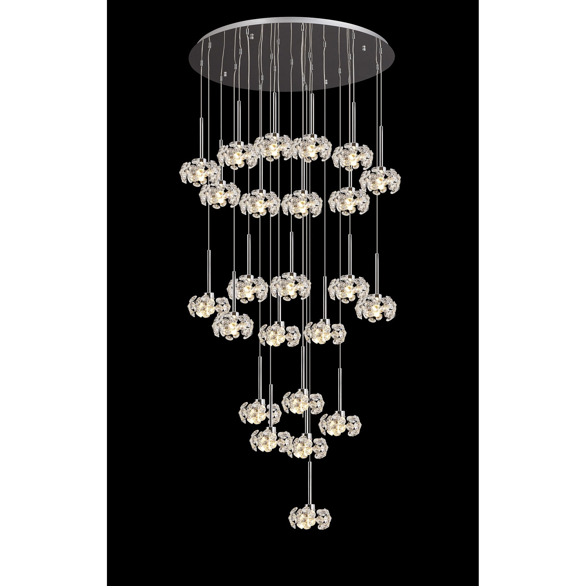 NLK05079 Paris 24 Light Round Pendant Polished Chrome Crystal