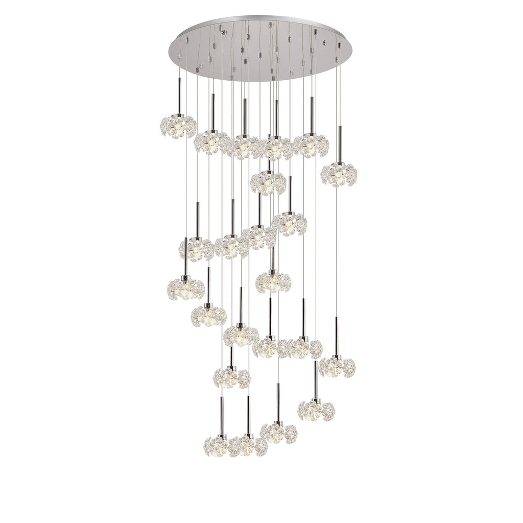 NLK05079 Paris 24 Light Round Pendant Polished Chrome Crystal