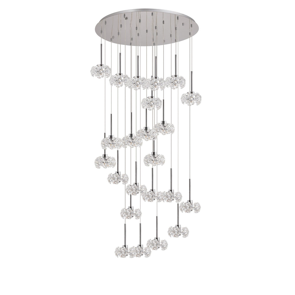 NLK05079 Paris 24 Light Round Pendant Polished Chrome Crystal