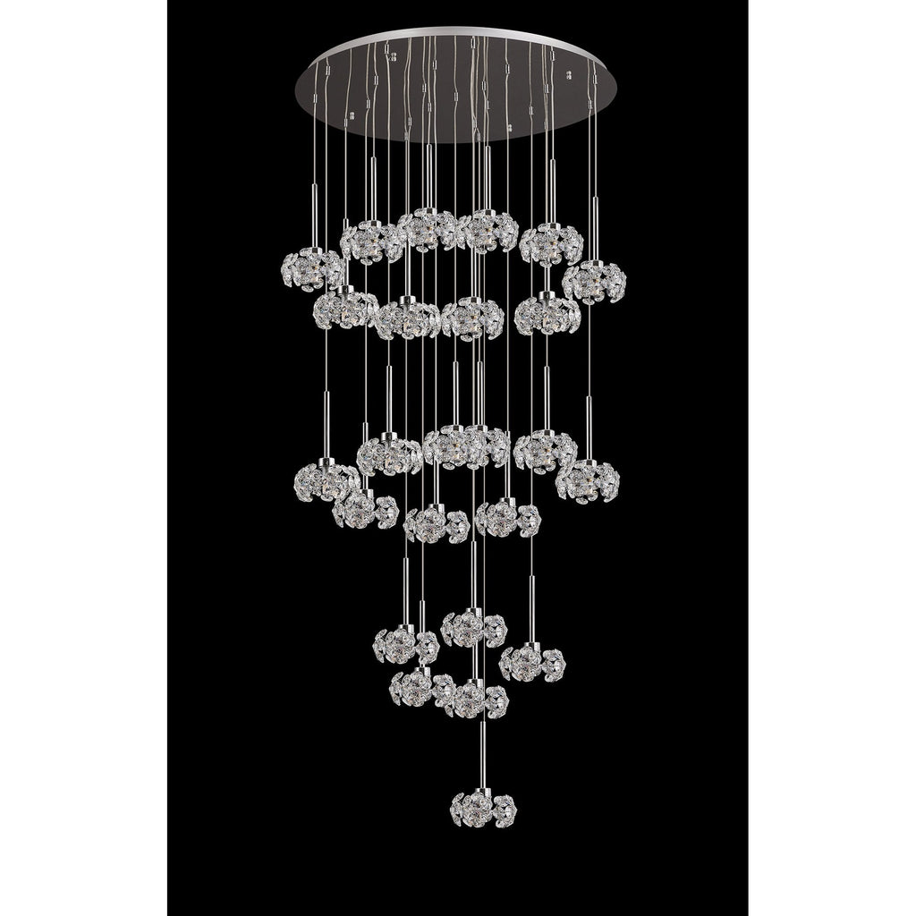 NLK05079 Paris 24 Light Round Pendant Polished Chrome Crystal