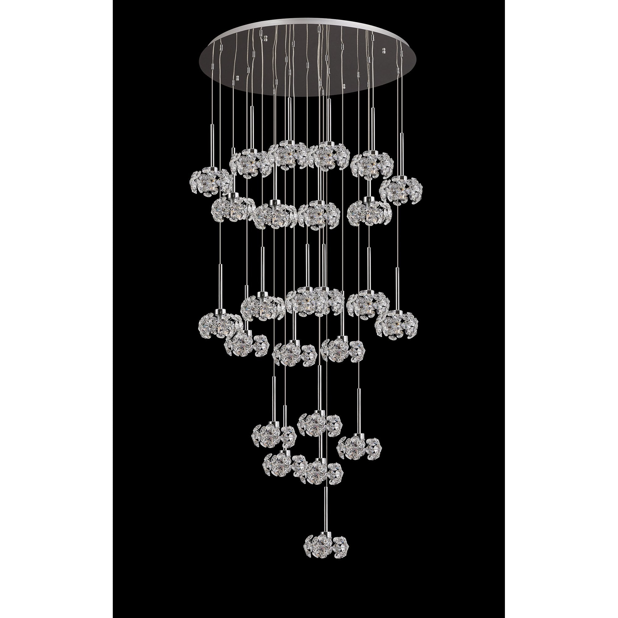 NLK05079 Paris 24 Light Round Pendant Polished Chrome Crystal