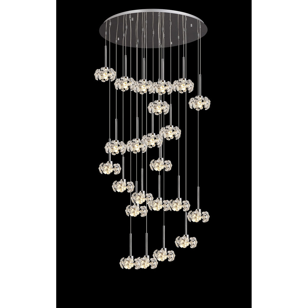 NLK05079 Paris 24 Light Round Pendant Polished Chrome Crystal