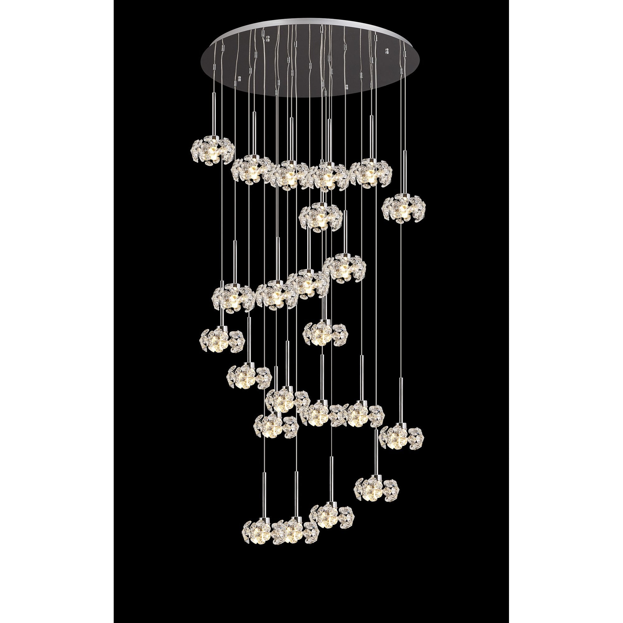 NLK05079 Paris 24 Light Round Pendant Polished Chrome Crystal