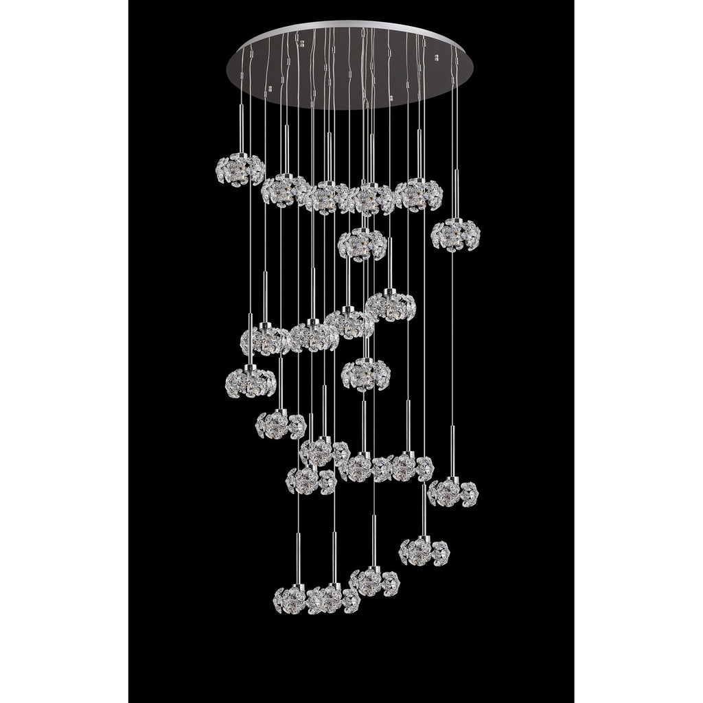 NLK05079 Paris 24 Light Round Pendant Polished Chrome Crystal