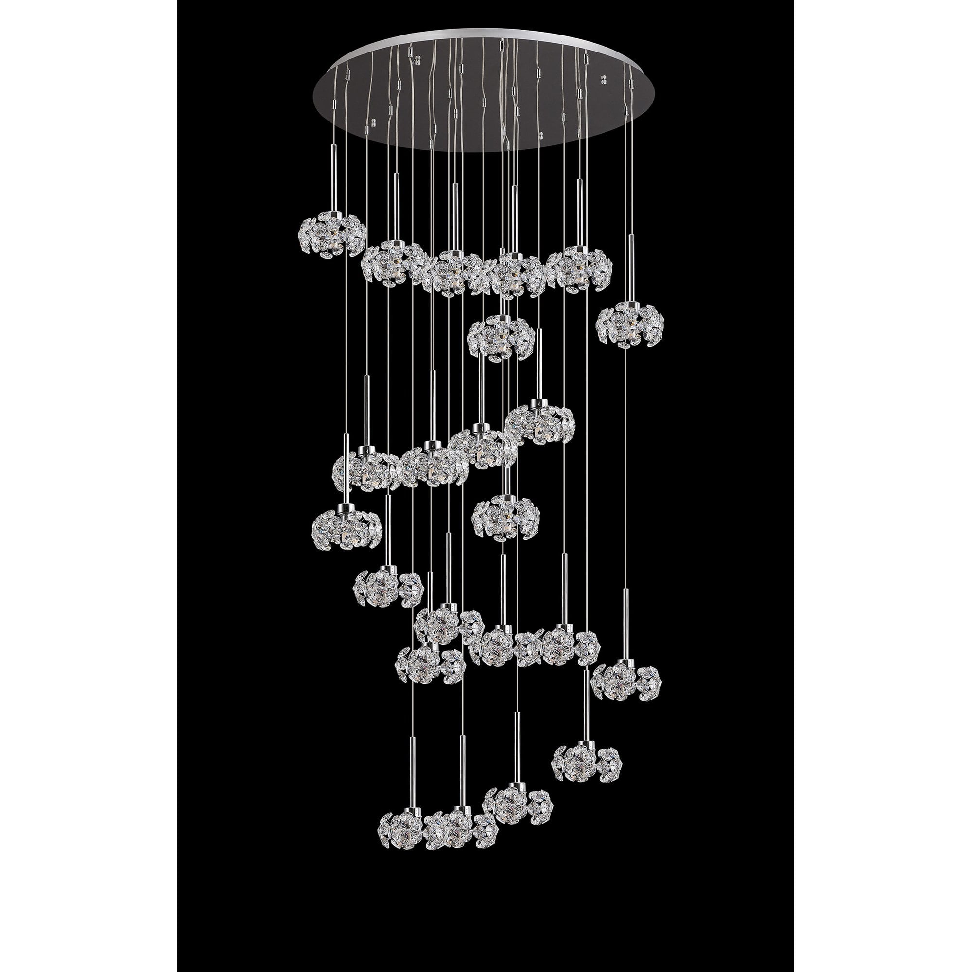NLK05079 Paris 24 Light Round Pendant Polished Chrome Crystal