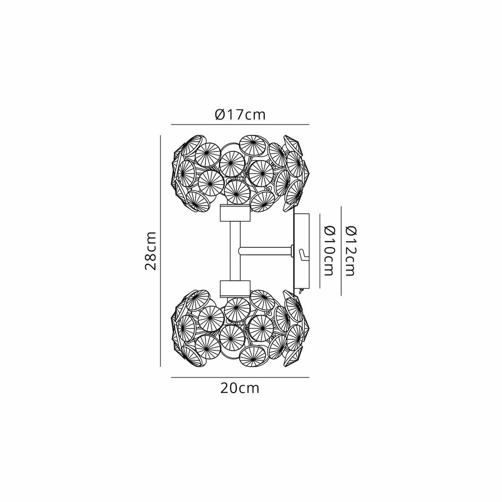 NLK05099 Paris 2 Light Wall Light Polished Chrome Crystal