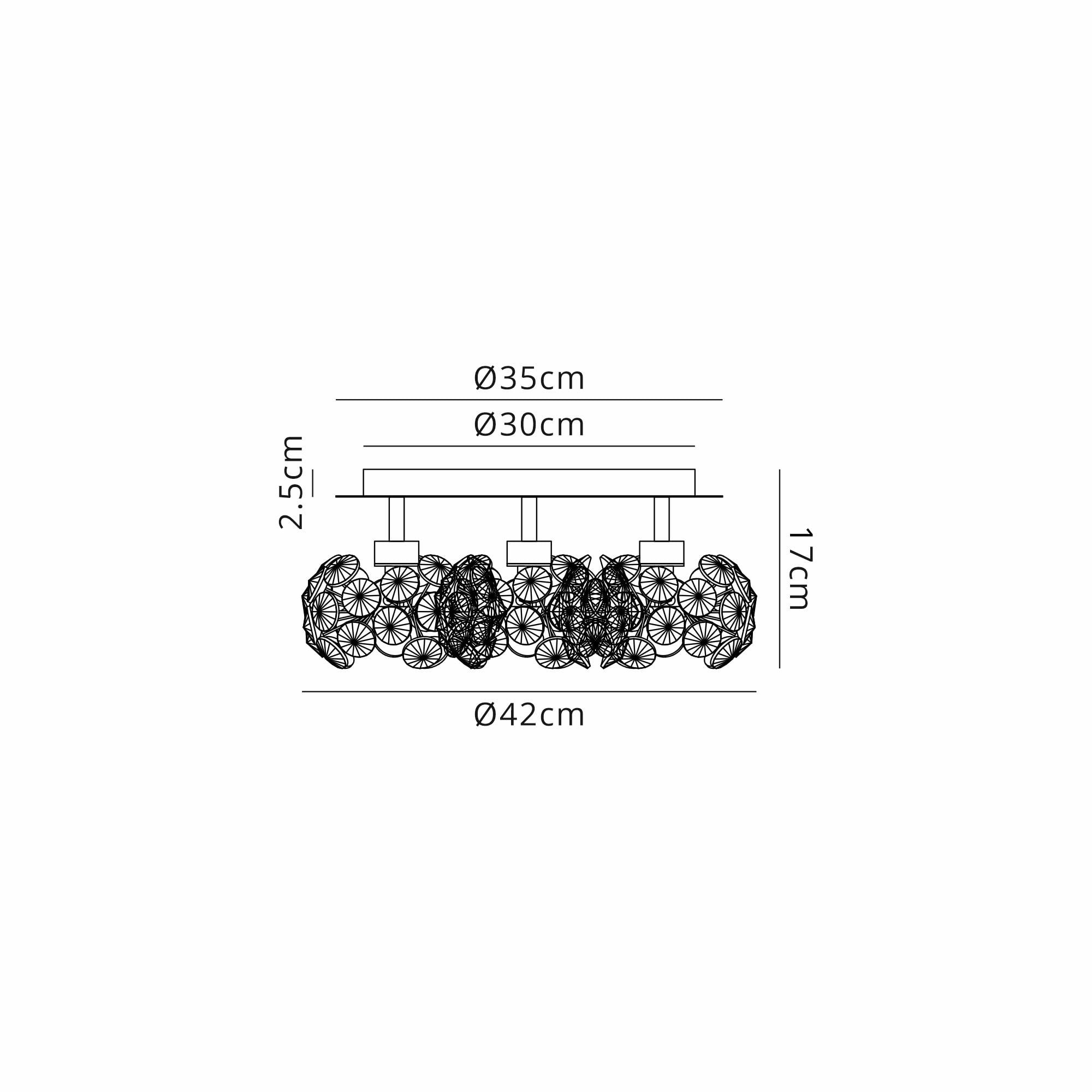 NLK05109 Paris 3 Light Flush Ceiling Light Polished Chrome Crystal