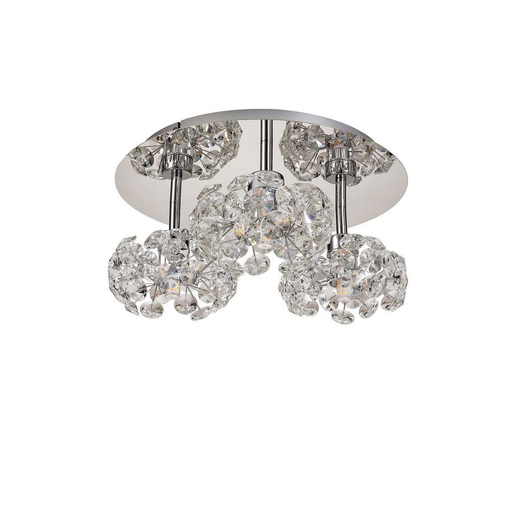 NLK05109 Paris 3 Light Flush Ceiling Light Polished Chrome Crystal