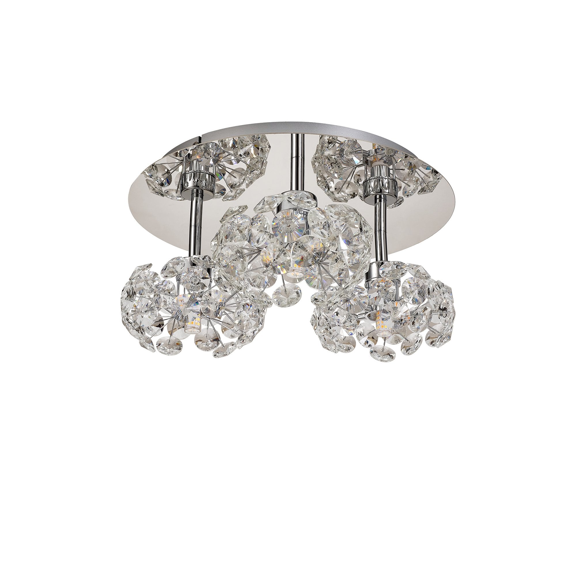 NLK05109 Paris 3 Light Flush Ceiling Light Polished Chrome Crystal