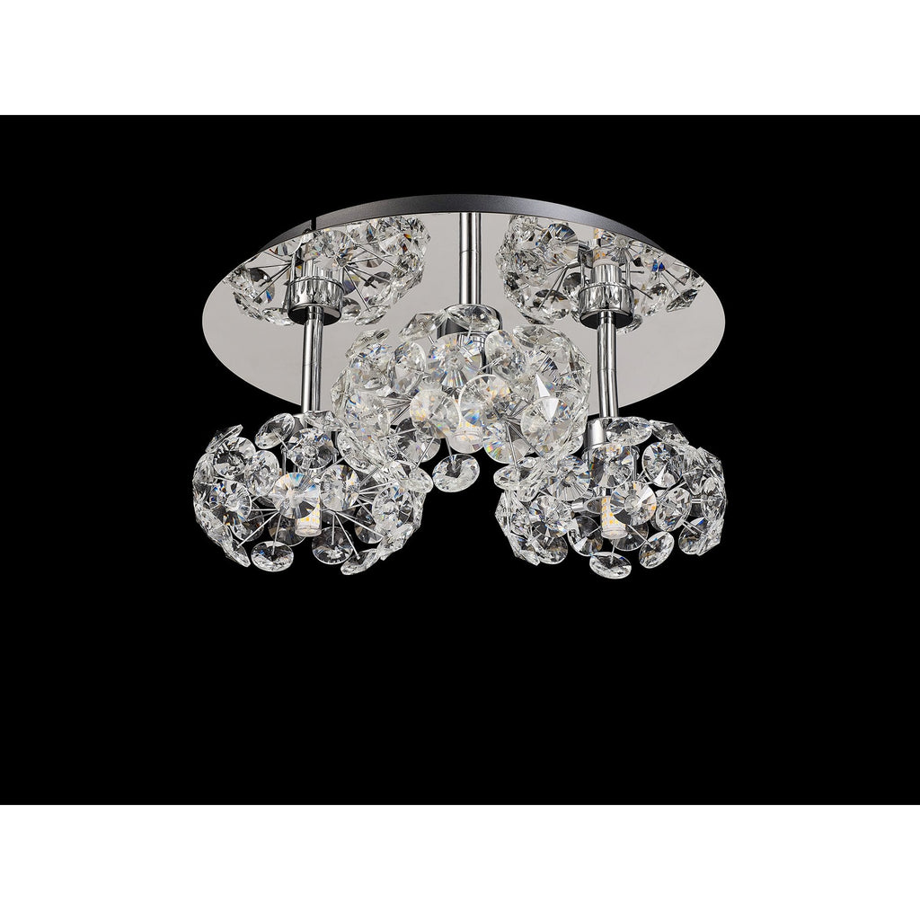 NLK05109 Paris 3 Light Flush Ceiling Light Polished Chrome Crystal
