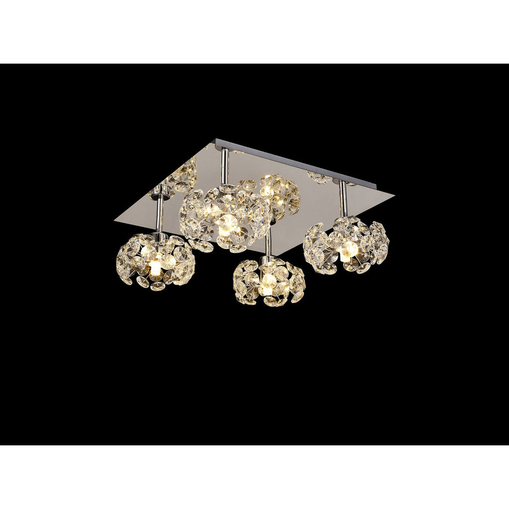NLK05119 Paris 4 Light Flush Ceiling Light Polished Chrome Crystal